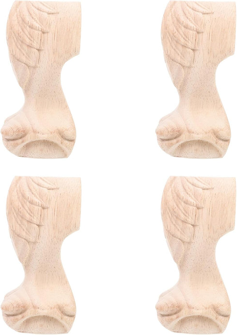 Wood Carving Rubberwood Furniture Legs for Sofa Table Cabinet Bedside 12x6cm 4pcs