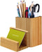 Enyuwlcm Bamboo Wooden Pen Holder Cup - Desk Business Card Holder Stand for Office Home School (2 Packs)