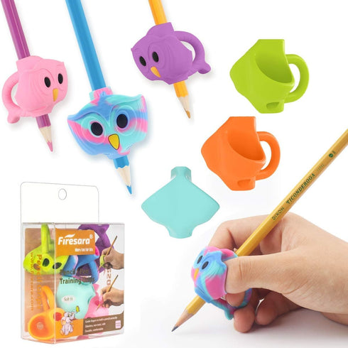 Firesara Training Grips, Original Owl Three Fingers Fixed Pencil Correction Grips for Kids Handwriting Posture (6PCS)