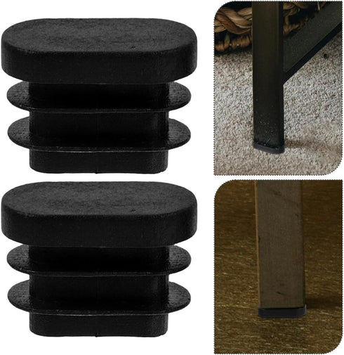 30pcs DOITOOL Black Plastic Oval Chair Leg Caps Furniture Tubing End Caps Table Foot Protectors Patio Chair Leg Pads