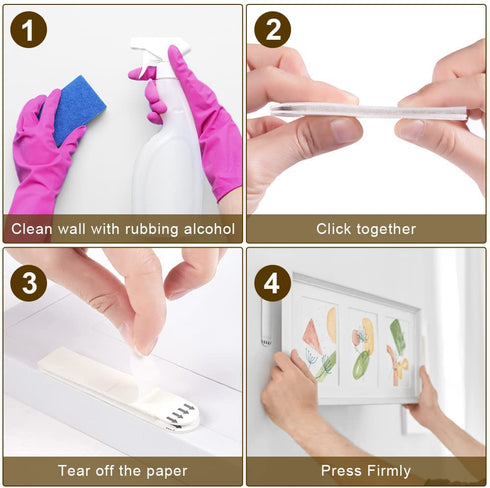 Heavy Duty Picture Hanging Strips - 15-Pairs (30 Strips) Damage Free Adhesive Hook and Loop Mounting Tapes
