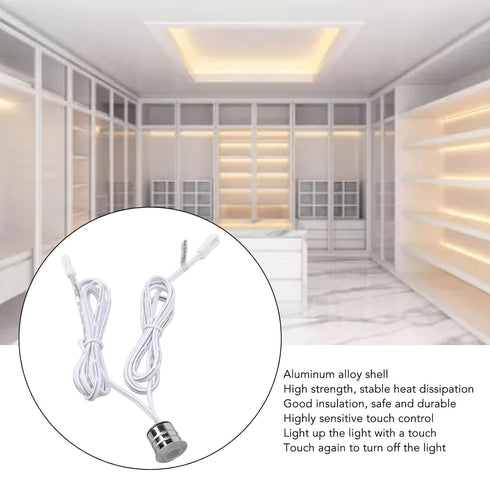 MUNEFE Blue LED Touch Switch, LED Light Touch Switch, DC Light Switch Touch for LED Cabinet Lights, Entrances
