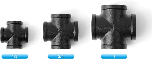 3/4" 4-Way 4-Pack 4 Decoration(4, 3/4") Black Cross Fitting Connector, Home TZH Cast Malleable Iron Way Corner Pipe