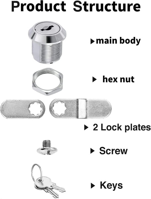 Cabinet Cam Locks Keyed Alike, 5/8'' Fits on 3/8'' Max Door Thickness, Secure File Drawer Mailbox RV Storage Replacement Set, Zinc Alloy (5/8 Inch 2Pcs) by Sartatue
