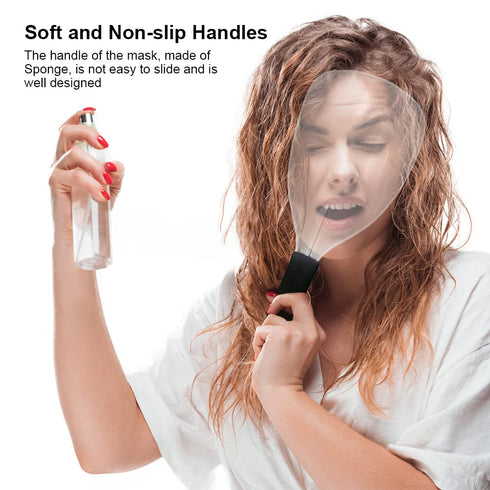 3-Pack Barber Salon Face Mask, Plastic Hairdressing Shield with Sponge Handle, Reusable Hairspray Shield Haircut Cover