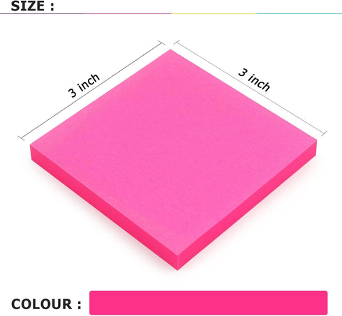 Sticky Notes 3x3, Bright Colors Self-Stick Notes, 8 Pads, 80 Sheets/Pad (Rose Red)