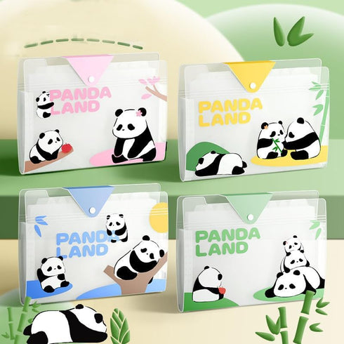 Cute Accordion File with 8 Pocket, Panda Animal Expanding Folder Jackets for Documents, A4 Size Organizer