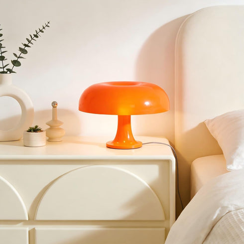 13.8 Inch 3 Retro Orange Mushroom Table Lamp, Color Change, Mid-Century Modern Bedside Lamp, for Bedroom Living Room