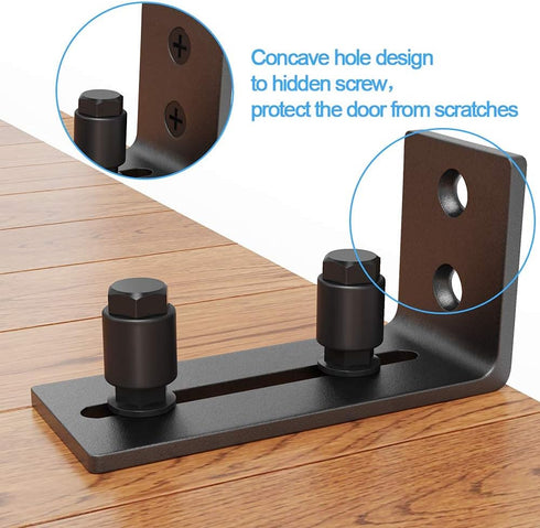 ZEKOO Barn Door Floor Guide - Flush Design Bottom Flat Floor Guide, Adjustable Wall Mount Stay Roller Black Barn Door