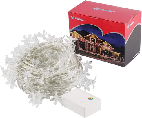 FULLBELL 33 100 LED Lights for Bedroom Flower String Lights Feets LED Memory String Lights Indoor Outdoor Fairy Lights