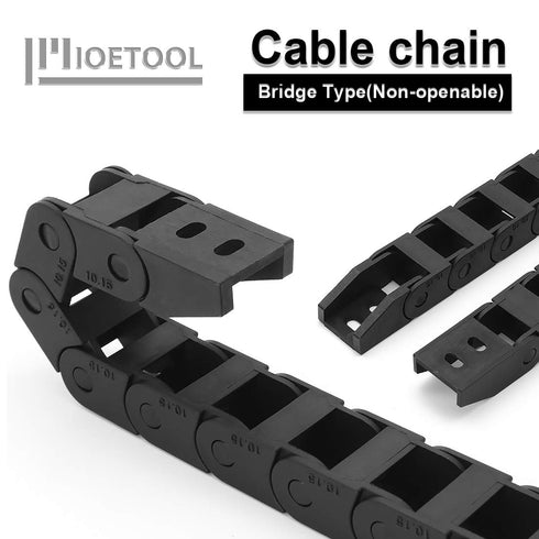 R18 Black Plastic Cable Wire Carrier Drag Chain, 10mm x 15mm, 1M Length for CNC with End Connectors