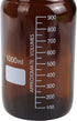 4 Pieces Amber Glass 1000 mL Graduated Round Lab Reagent Media/Storage Bottles with GL45 Blue Screw Cap
