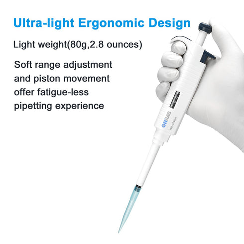 ONiLAB Lab Micropipette, Single Channel Adjustable Volume Pipette, High Precision, Fully Autoclavable, 2-20ul