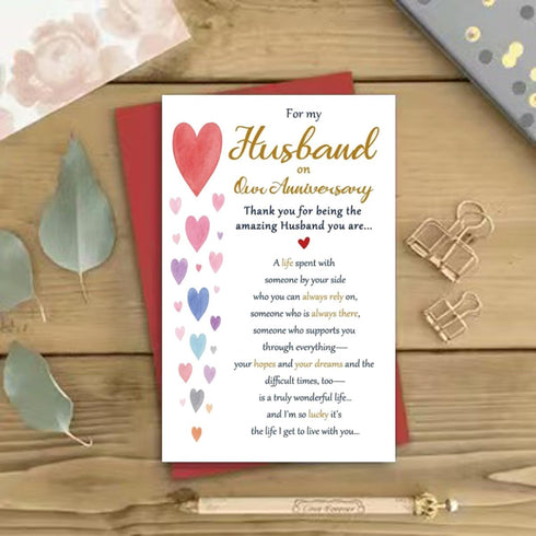 QLIYLIN Romantic Anniversary Card for Husband, Funny Anniversary Card Gifts, Sweet Wedding Day Gifts for Husband