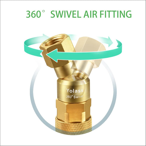Yolass 8Pcs 1/4”NPT 360°Swivel Brass Rotary Coupler, 1/4”NPT Air Hose Fittings, Quick Connection Fittings