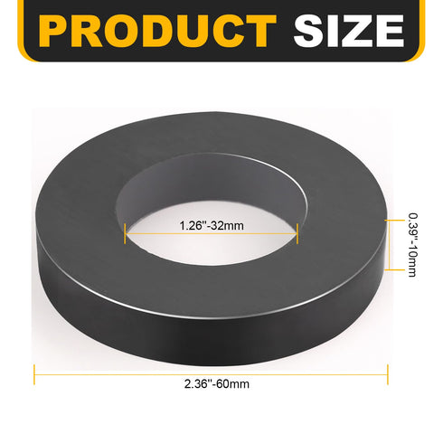 TRYMAG Ferrite Ring Magnets, Ceramic Magnets Round Magnets with Hole, OD2.36" x ID1.26" x 10mm Round Disc Donut Magnets, Ceramic Magnets for DIY, Science Projects Industria-Pack of 2