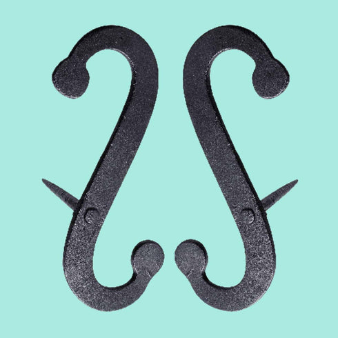 6.25 Renovators Supply Manufacturing Shutter Dogs Pair in Black Decorative S Shaped Wrought Iron Shutter Dogs