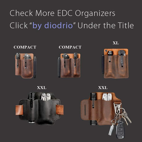 diodrio EDC Leather Knife Sheath Organizer Pouch, Full Grain Leather, Chestnut with Pen Loop