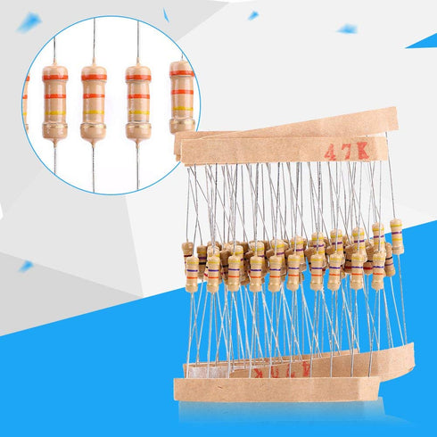 1000Pcs Resistor Kit, Electronic Resistance 5% Assortment 1 Ohm-10M Ohm 1/2W Carbon Film Resistors for DIY Projects