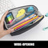 Sooez Wide-Opening Pencil Pen Case, Lightweight & Spacious Zipper Stationery Bag, Aesthetic Supply, Black