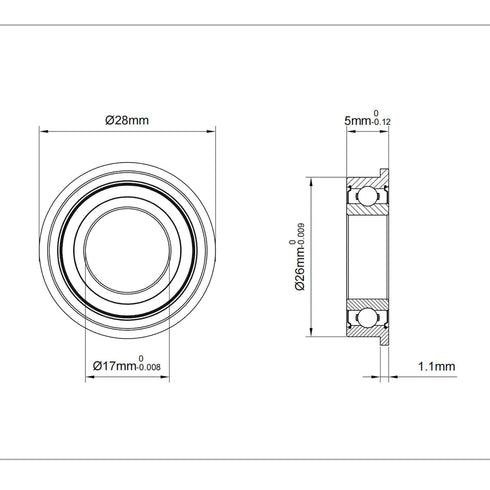 F6803ZZ 2PCS Flange Ball Bearing 17×26×5mm Double Metal Shielded Flanged Bearing Chrome Steel ABEC-1(P0) Z2 Deep Groove Ball Bearing for Industrial Machine, Power Tools