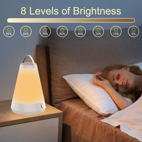 Invaxing 3 8 Dimmable Portable Touch Night Light Lamp for Bedside, Bedroom, Table, Nursing Room, Colors Brightness