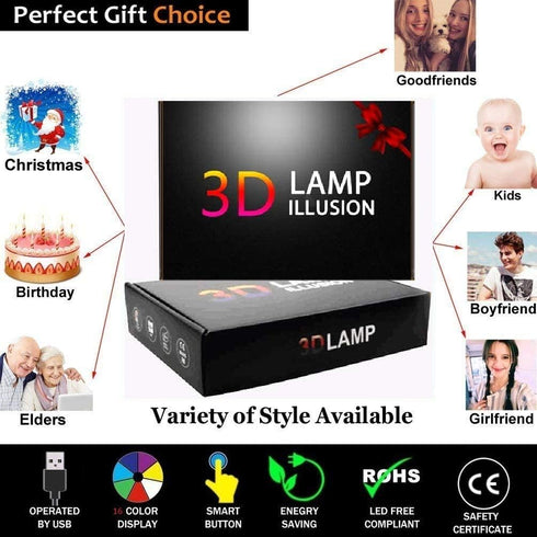 YTDZLTD 3D 16 Creative Wolf Night Light Colors Changing USB Power Remote Control Touch Switch Decor Lamp Optical