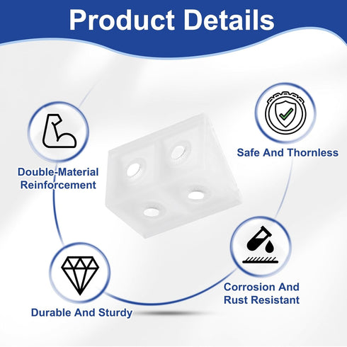 50pcs 34 20 20mm 90 HARFINGTON Plastic Corner Braces x x L-Shape Degree Right Angle Brackets Corner Braces with Screws