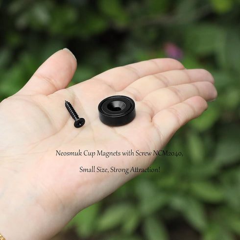 Neosmuk Magnets with Screws,40lbs Strong Neodymium Disc Magnet with Holes in The Center,Cup Magnet with Mounting Hole Heavy Duty, Round Magnet Rare Earth Magnetic High Strength in Middle,Black
