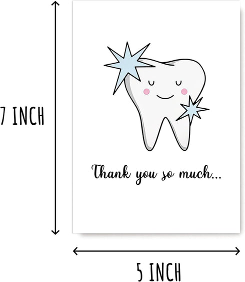 SNMDesigns 5 7 inches Dentist Thank You Card - Thank You So Much Pretty Card - Cute Thanks Tooth Card - Simple Thanks