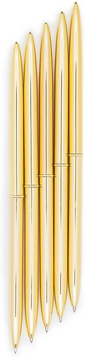 Gold Pens with Black Ink, Luxury Ballpoint Gold Pen Set of 6 in Glossy White Gift Box for Office Supplies
