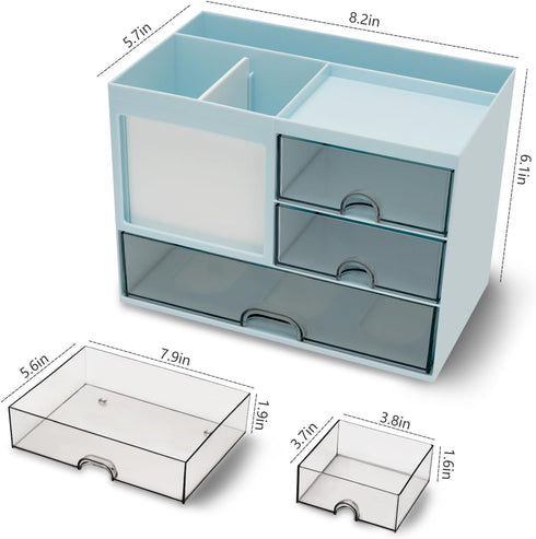 Desk Organizer with 3 Drawer - Multi-Functional Pencil Pen Holder for Desk, 5 Compartments for Office Home Art Supplies