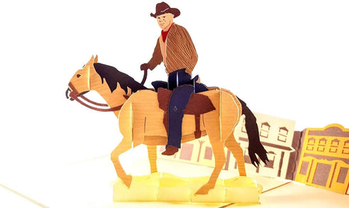 iGifts And Cards Inspirational Cowboy 3D Pop Up Greeting Card, All Occasion, Happy Birthday, Saloon Gift