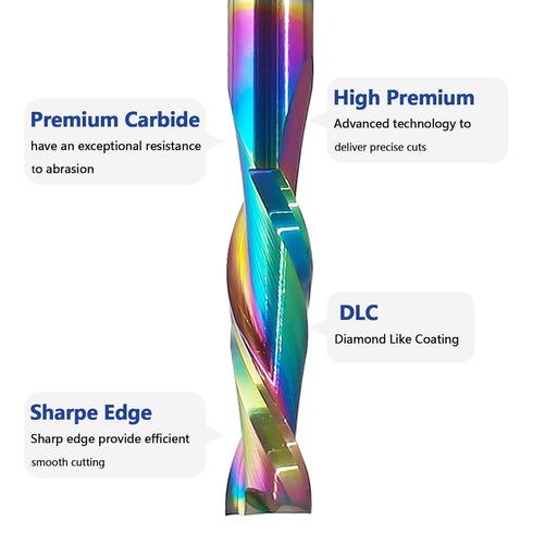 HIEMTE 1/4 1/4 inch 1 inch HEME Shank Up Cut Spiral Router Bit Cutting Diameter Cutting Length CNC Router Bits