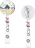 Retractable Badge Reels with Beads: Sunrise Landscape ID Holders for Nurses, Teachers, and Office Workers