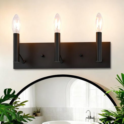 Kalium Bathroom Light Vanity Fixtures Over Mirror, 3-Lights Modern Matte Black Wall