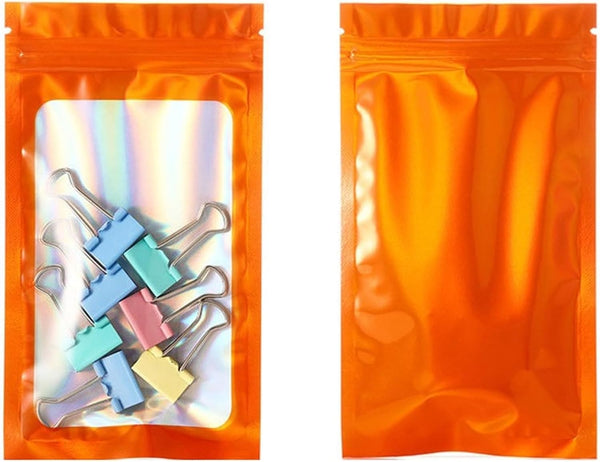 IRTGFHJE Flat Lock Bags 100PCS Aluminum Foil Window Zipper Storage Bag DIY Matcha