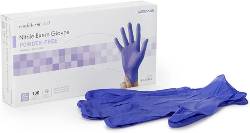 McKesson Confiderm 3.0 Nitrile Exam Gloves, Powder-Free Latex-Free Non-Sterile Dark Blue, Size XL, 100 Count