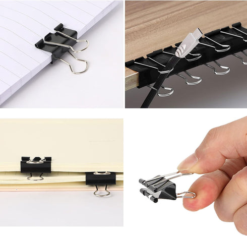 JANYUN 150Pcs Medium Binder Clips, 25mm/1 Inch Large Paper Clamps for Office School Home Supplies (Black)