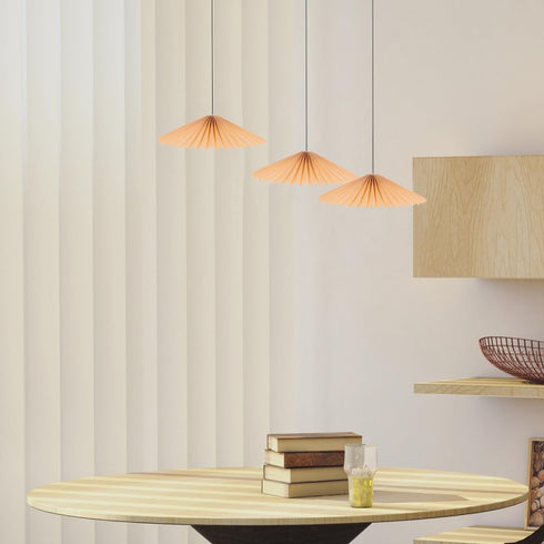 Retro Pleated Table Lamp Shade - Khaki Fabric Lampshade for Bedside, Floor & Desk Lamps - Elegant Accordion Style Light