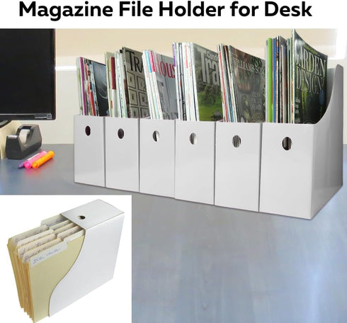 Evelots Magazine File Holder Organizer Box (6, 12, or 24 Pack) for Desk and Shelves, Includes Labels for Organization