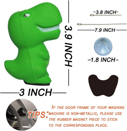 Six Senses Media Laundry Door Post 2.0, Dinosaur Doorstop, Modern Washing Machine Accessory in Dinosaur Colors