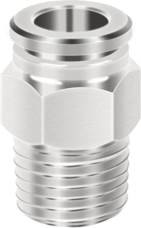 Beduan Pneumatic BPC Nickel-Plated Brass Push to Connect Air Fitting, 1/4" Tube OD x 3/8" NPT Male