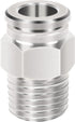Beduan Pneumatic BPC Nickel-Plated Brass Push to Connect Air Fitting, 1/4" Tube OD x 3/8" NPT Male