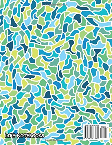 Notebook: Blue Green Design, Blank Unlined / Non-ruled Notebook - (Letter size 8.5 x 11 Inches) 100 Pages - 112