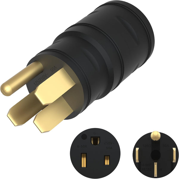 ENERLITES 66352 4 Male Plug to 50 Amp 3 Prong Female Power Adapter NEMA 14-50P to 6-50R EV Charger Adapter Cord.
