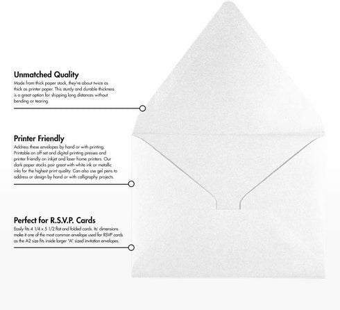 LUXPaper Crystal Metallic A2 Contour Flap Invitation Envelopes | 4 3/8" x 5 3/4" | 80lb Text | 50 Qty