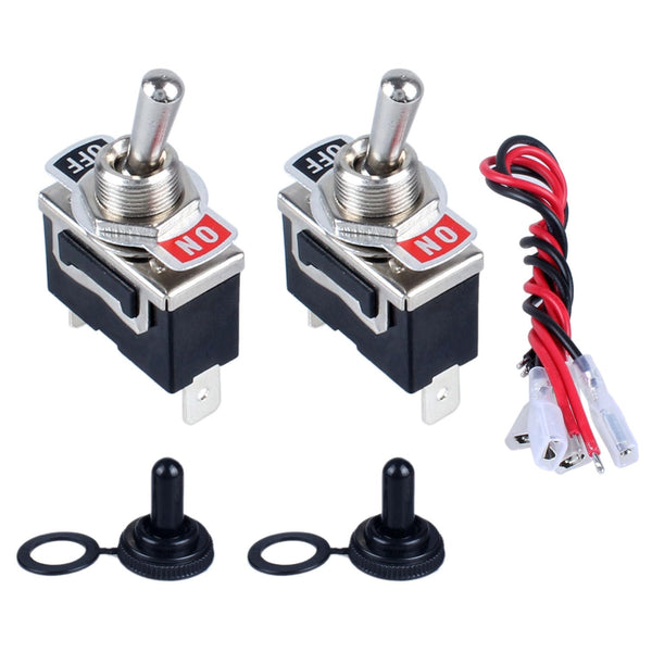 2pcs Waterproof ON/Off Rocker Toggle Switch 30A 12VDC/20A 120VAC SPST 2Pin Electric Pull Push Switch with Pre-Wired