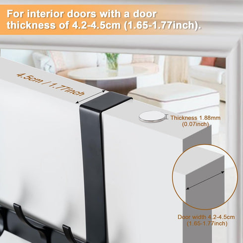BOOMIBOO Over The Door Hooks, Sturdy Door Hanger, Towel Rack Towel Hooks for Bathroom 12 Hooks Large Over The Door for Bathroom, Bedroom,Kitchen