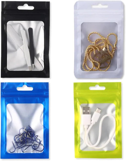 IRTGFHJE Packaging Pouches(Green,11x19cm 200pcs) Flat Lock Bags Matte Aluminum Foil Frosted Window Zip Lock Bag DIY
